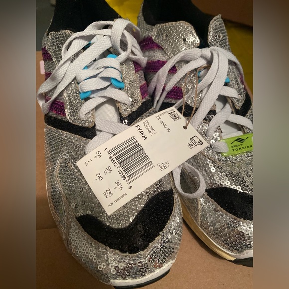 ADIDAS ORIGINALS ZX 4000 SEQUINED SNEAKERS size 7 sparkle sequin phish holiday - Picture 6 of 11